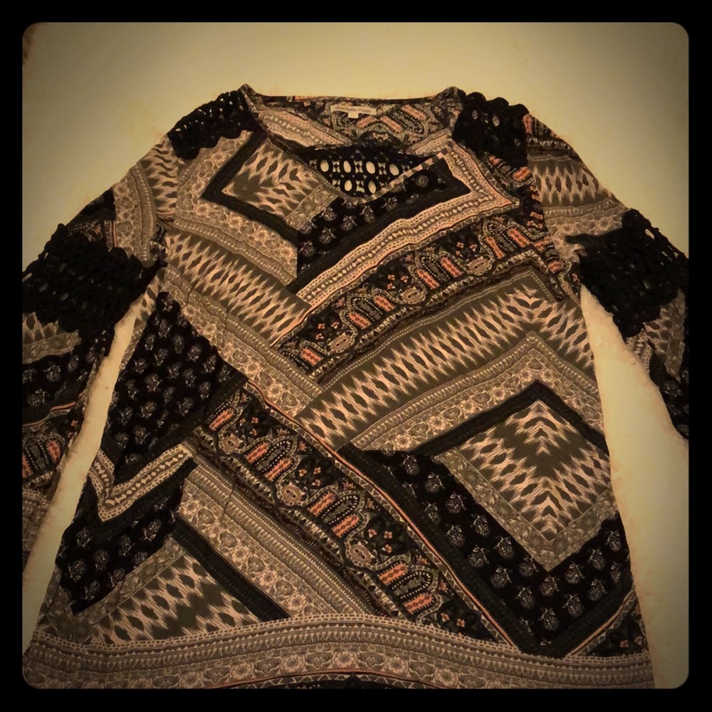 Boho long sleeve shirt, size M